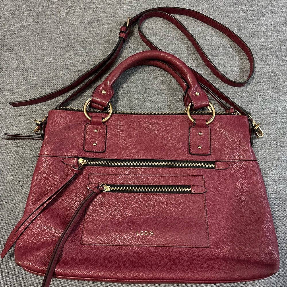 Beautiful LODIS Dual Handle Leather Bag Lk New
